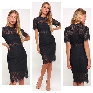 Lulu’s Remarkable Navy Blue Lace Dress MM18